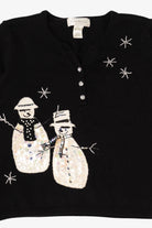 Vintage Black Susan Bristol Snowmen Ugly Christmas Pullover (2000s)