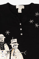 Vintage Black Susan Bristol Snowmen Ugly Christmas Pullover (2000s)