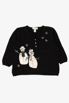 Vintage Black Susan Bristol Snowmen Ugly Christmas Pullover (2000s)