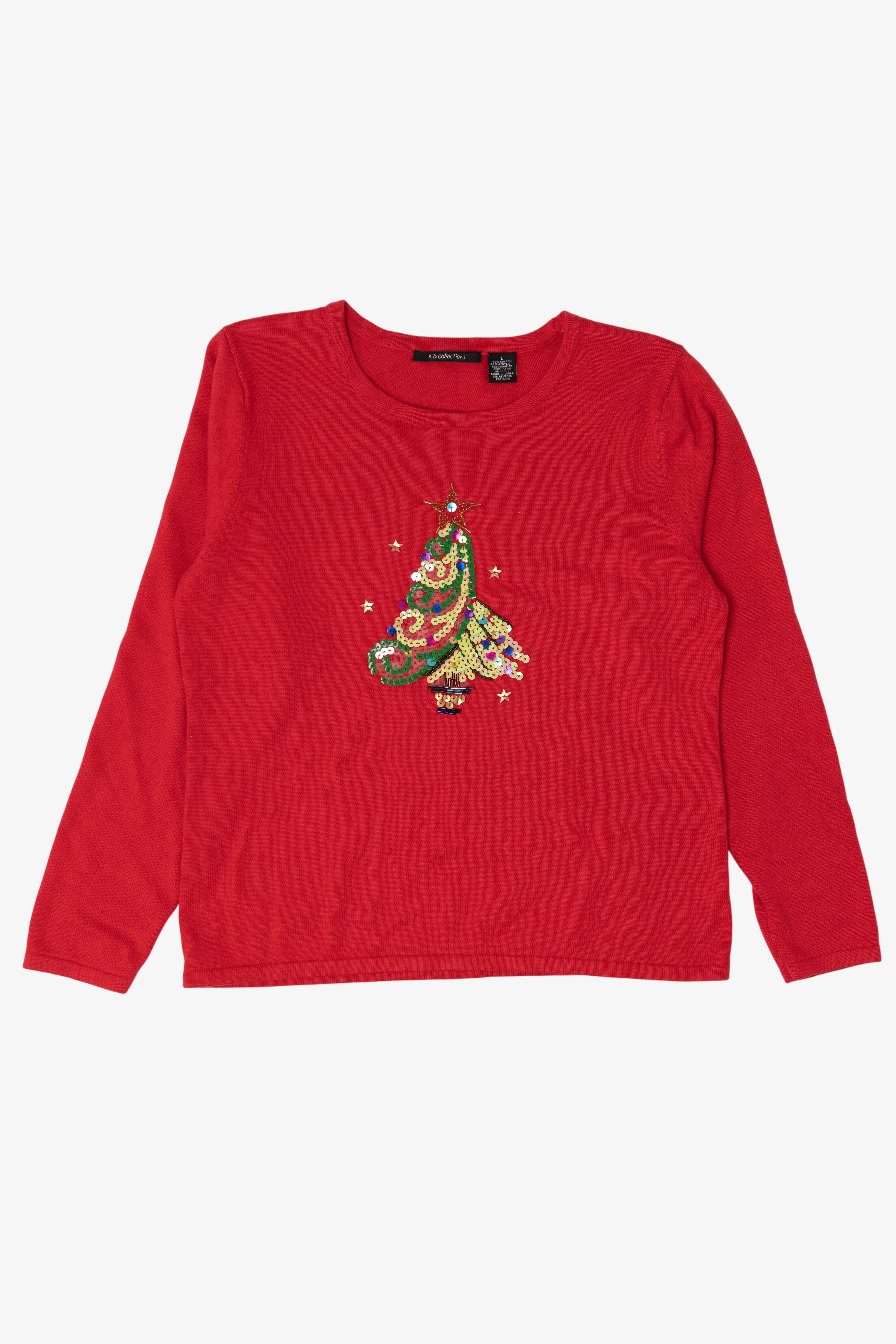 Vintage Red K.B Collection Trees Ugly Christmas Pullover (1990s)