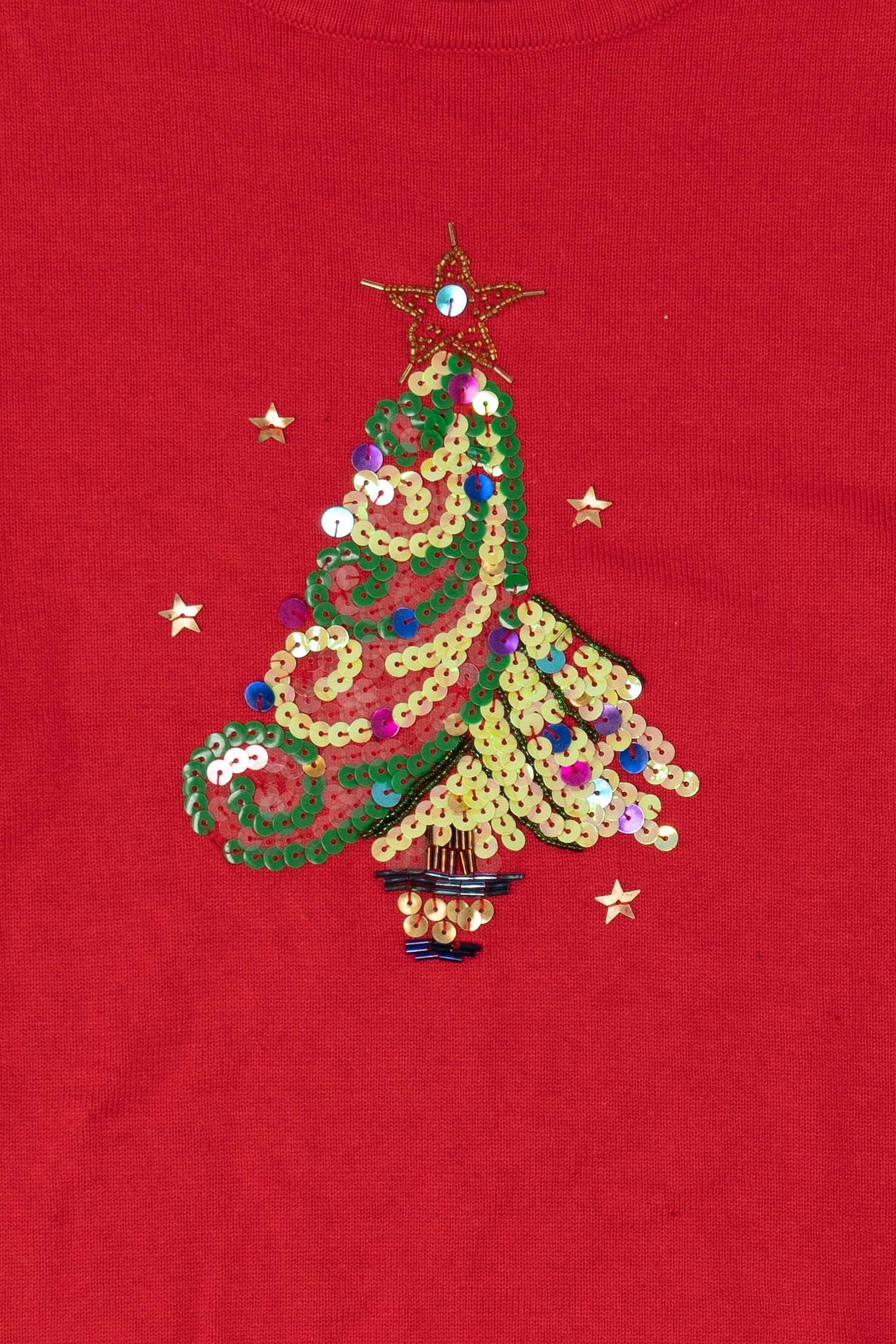 Vintage Red K.B Collection Trees Ugly Christmas Pullover (1990s)