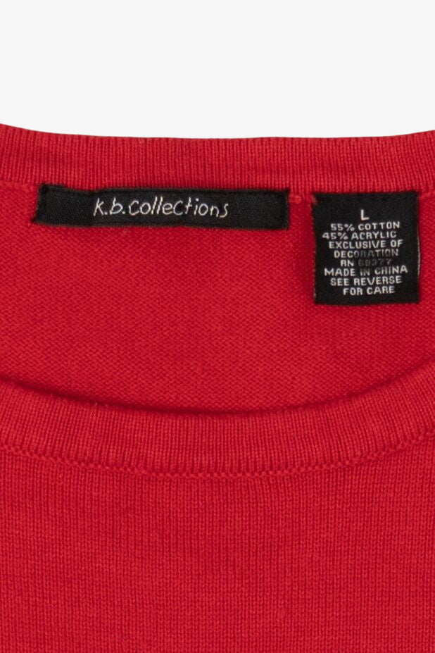 Vintage Red K.B Collection Trees Ugly Christmas Pullover (1990s)