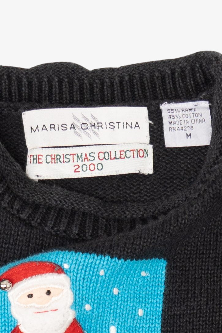 Vintage Black Marisa Christina Santa Ugly Christmas Pullover (2000s)