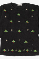 Vintage Black Victoria Jones Trees Ugly Christmas Pullover (1990s)
