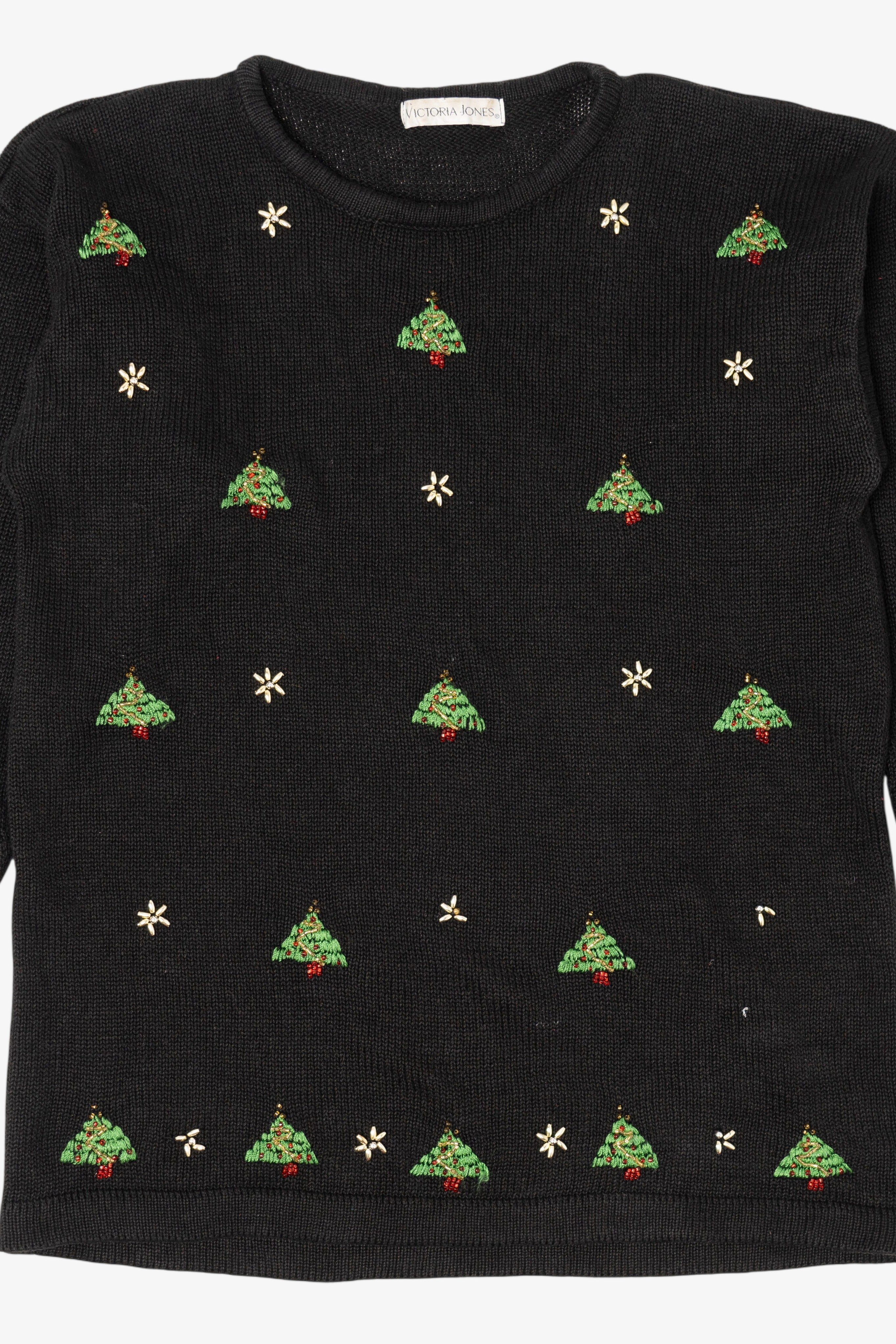Vintage Black Victoria Jones Trees Ugly Christmas Pullover (1990s)