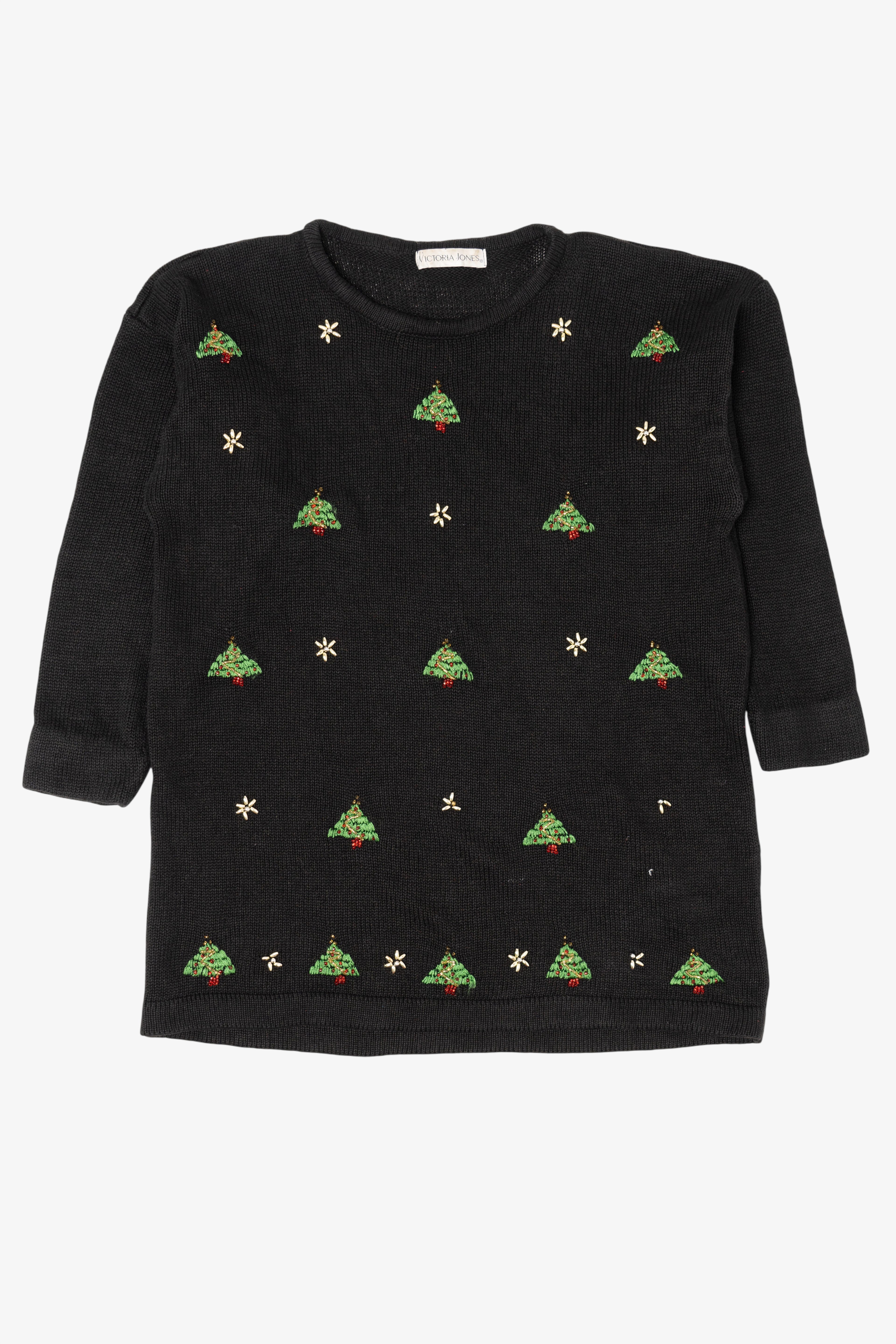 Vintage Black Victoria Jones Trees Ugly Christmas Pullover (1990s)