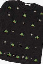 Vintage Black Victoria Jones Trees Ugly Christmas Pullover (1990s)