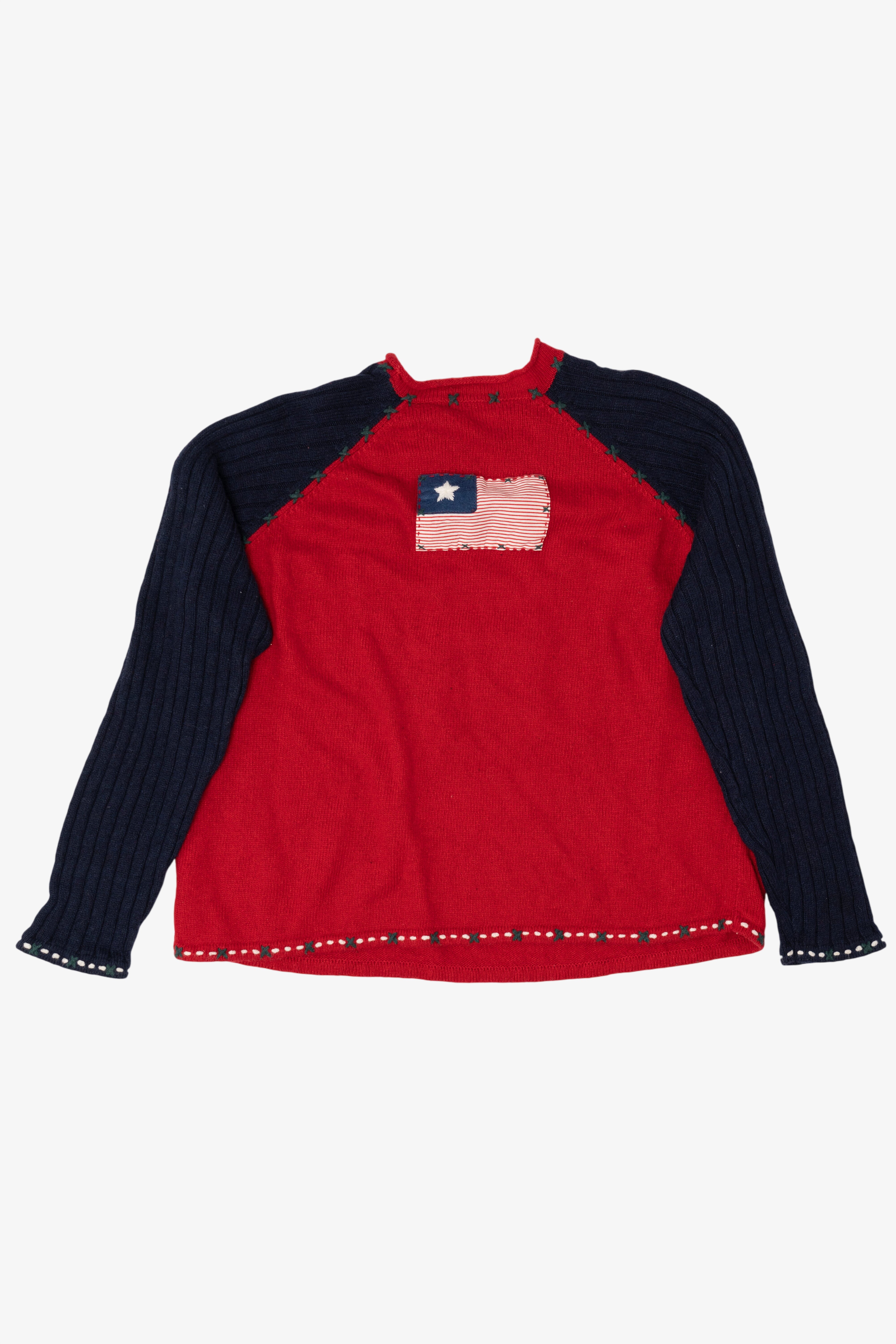 Vintage Red Karen Scott America Santa Ugly Christmas Pullover (1990s)