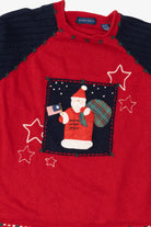 Vintage Red Karen Scott America Santa Ugly Christmas Pullover (1990s)