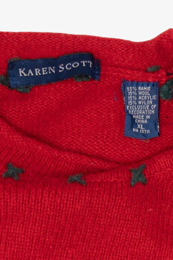 Vintage Red Karen Scott America Santa Ugly Christmas Pullover (1990s)