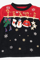Vintage Black "Peace" Stockings Ugly Christmas Pullover (2000s)