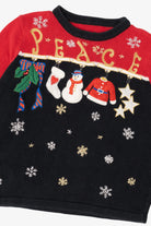 Vintage Black "Peace" Stockings Ugly Christmas Pullover (2000s)