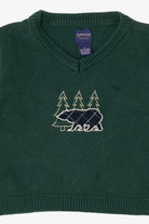 Vintage Kids Dark Green Arrow Bear Ugly Christmas Pullover (1990s)