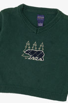 Vintage Kids Dark Green Arrow Bear Ugly Christmas Pullover (1990s)