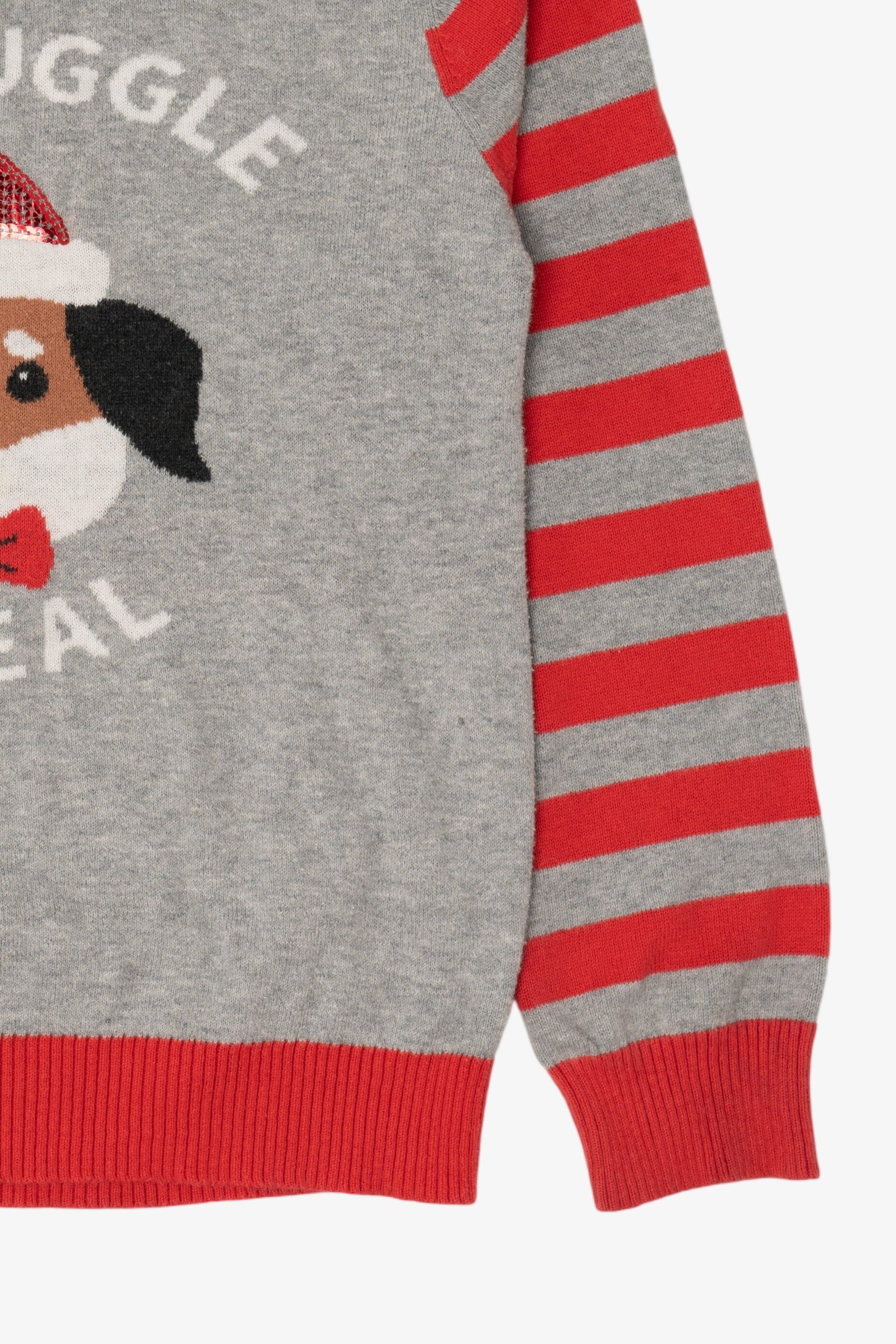 Gray "The Snuggle Is Real" Dogs Ugly Christmas Pullover (2010s)