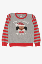 Gray "The Snuggle Is Real" Dogs Ugly Christmas Pullover (2010s)