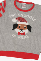 Gray "The Snuggle Is Real" Dogs Ugly Christmas Pullover (2010s)