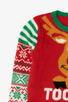 Red "Too Cute To Be Naughty" Reindeer Ugly Christmas Pullover (2010s)