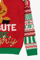 Red "Too Cute To Be Naughty" Reindeer Ugly Christmas Pullover (2010s)