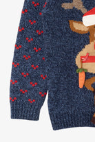 Kids Navy Blue Reindeer With Carrot Ugly Christmas Pullover (2010s)