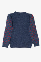 Kids Navy Blue Reindeer With Carrot Ugly Christmas Pullover (2010s)