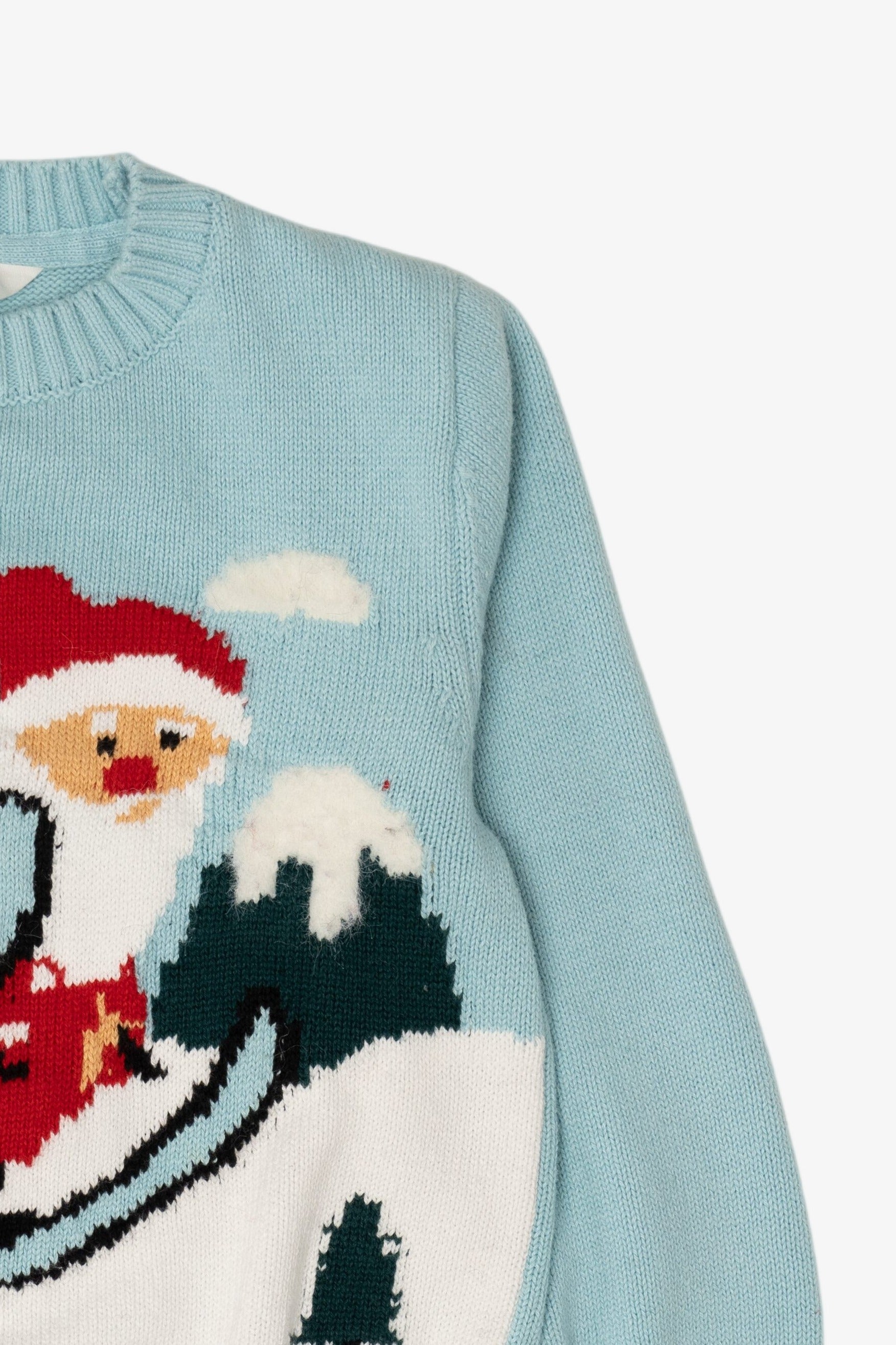 Kids Blue H&M Santa Skiing Ugly Christmas Pullover (2010s)