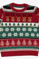 Kids Red Reindeer Pattern Ugly Christmas Pullover (2020s)