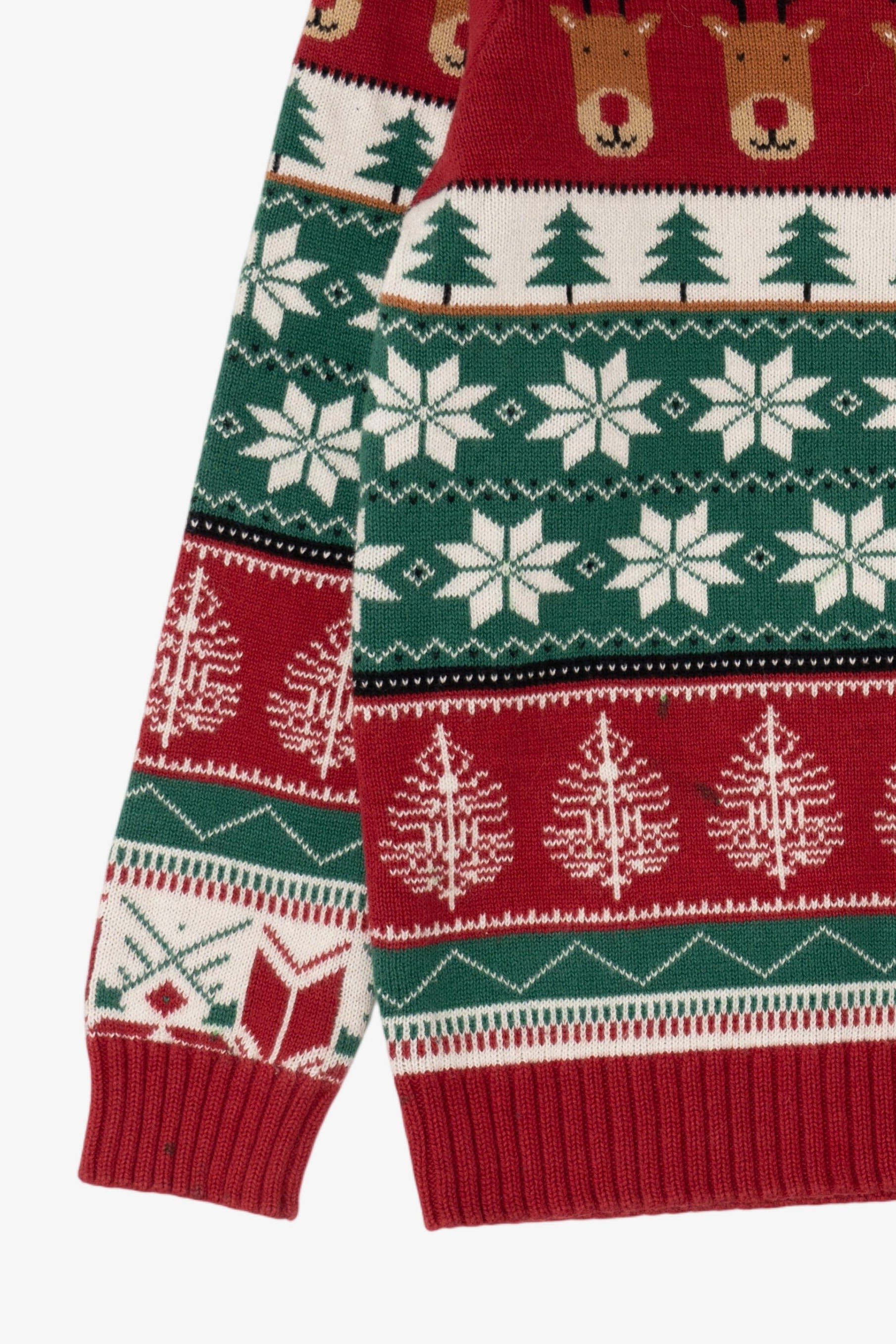 Kids Red Reindeer Pattern Ugly Christmas Pullover (2020s)
