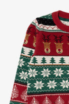 Kids Red Reindeer Pattern Ugly Christmas Pullover (2020s)
