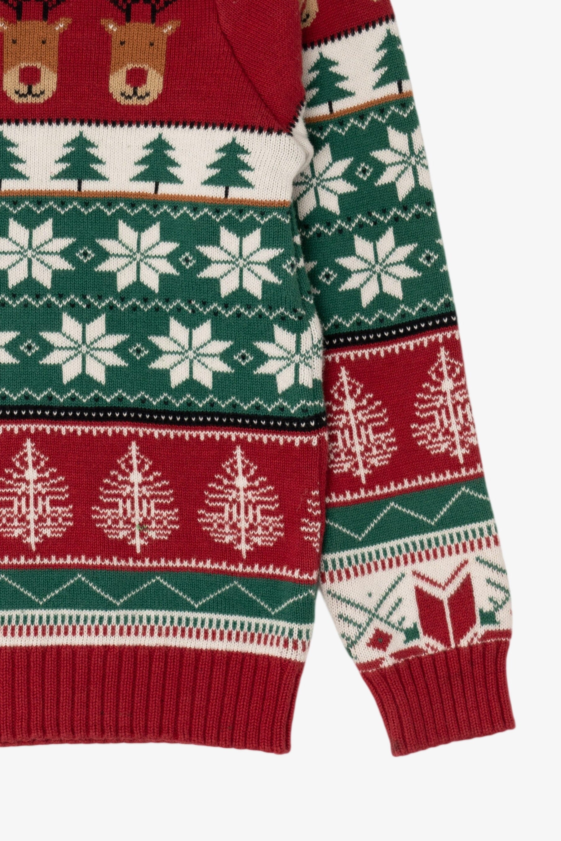 Kids Red Reindeer Pattern Ugly Christmas Pullover (2020s)