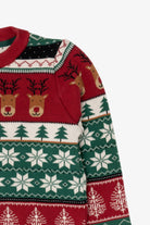 Kids Red Reindeer Pattern Ugly Christmas Pullover (2020s)