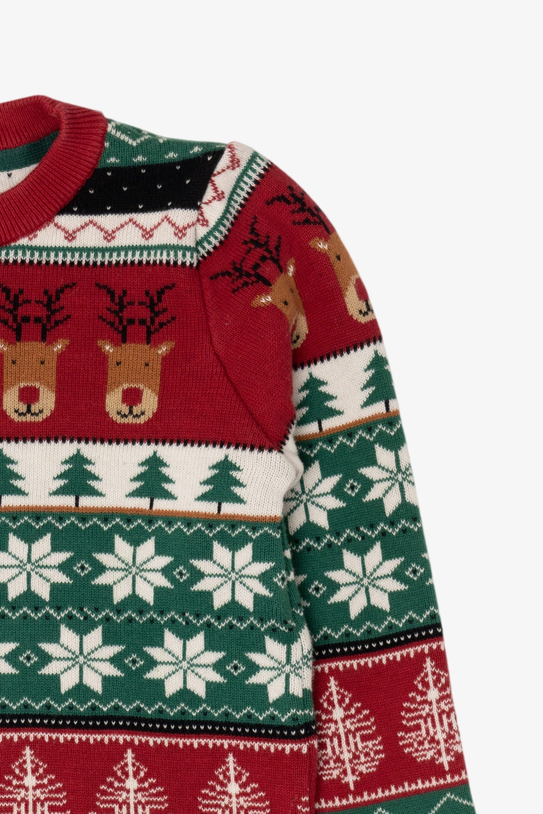 Kids Red Reindeer Pattern Ugly Christmas Pullover (2020s)