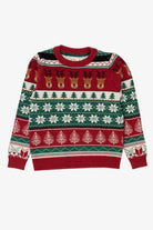 Kids Red Reindeer Pattern Ugly Christmas Pullover (2020s)