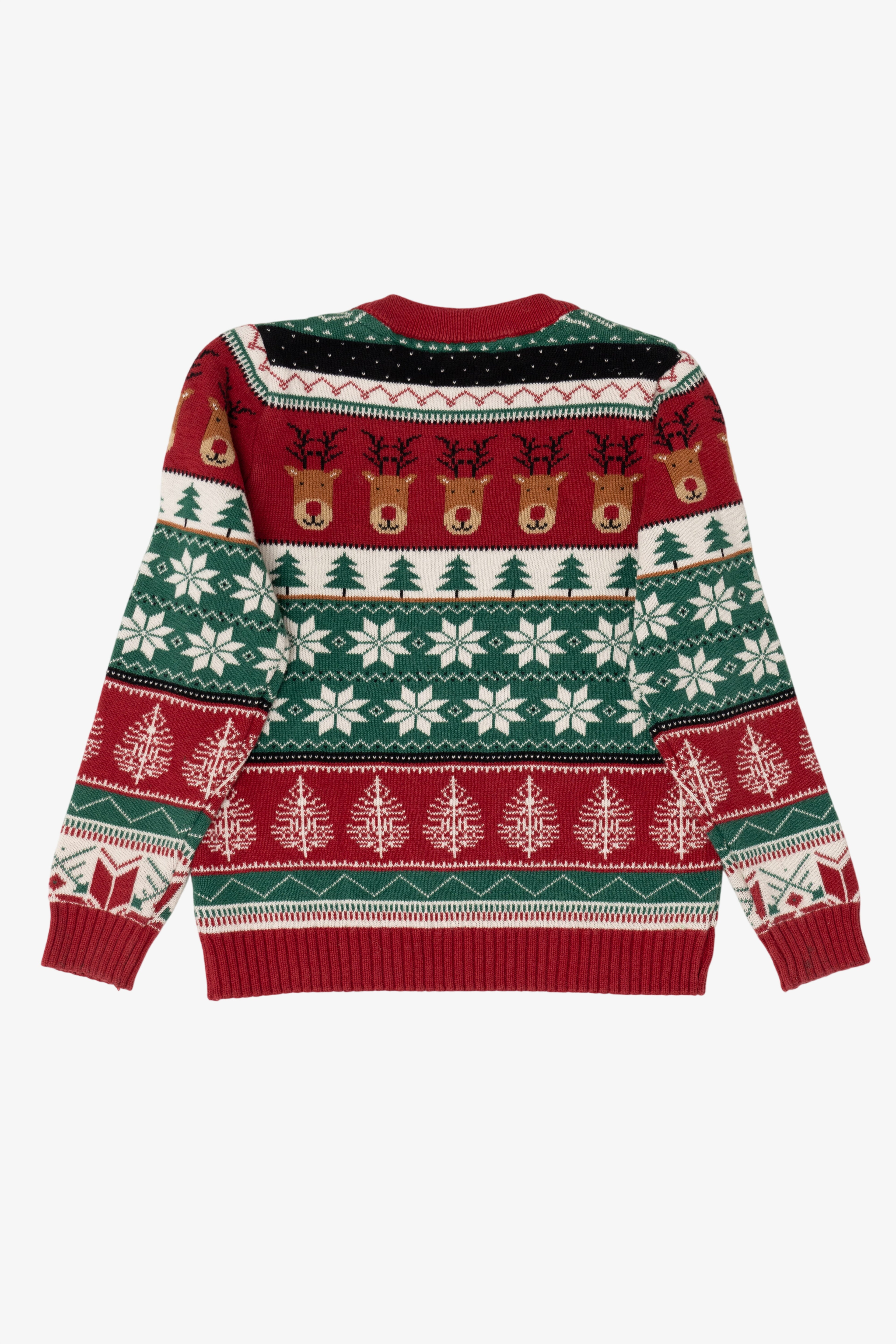 Kids Red Reindeer Pattern Ugly Christmas Pullover (2020s)