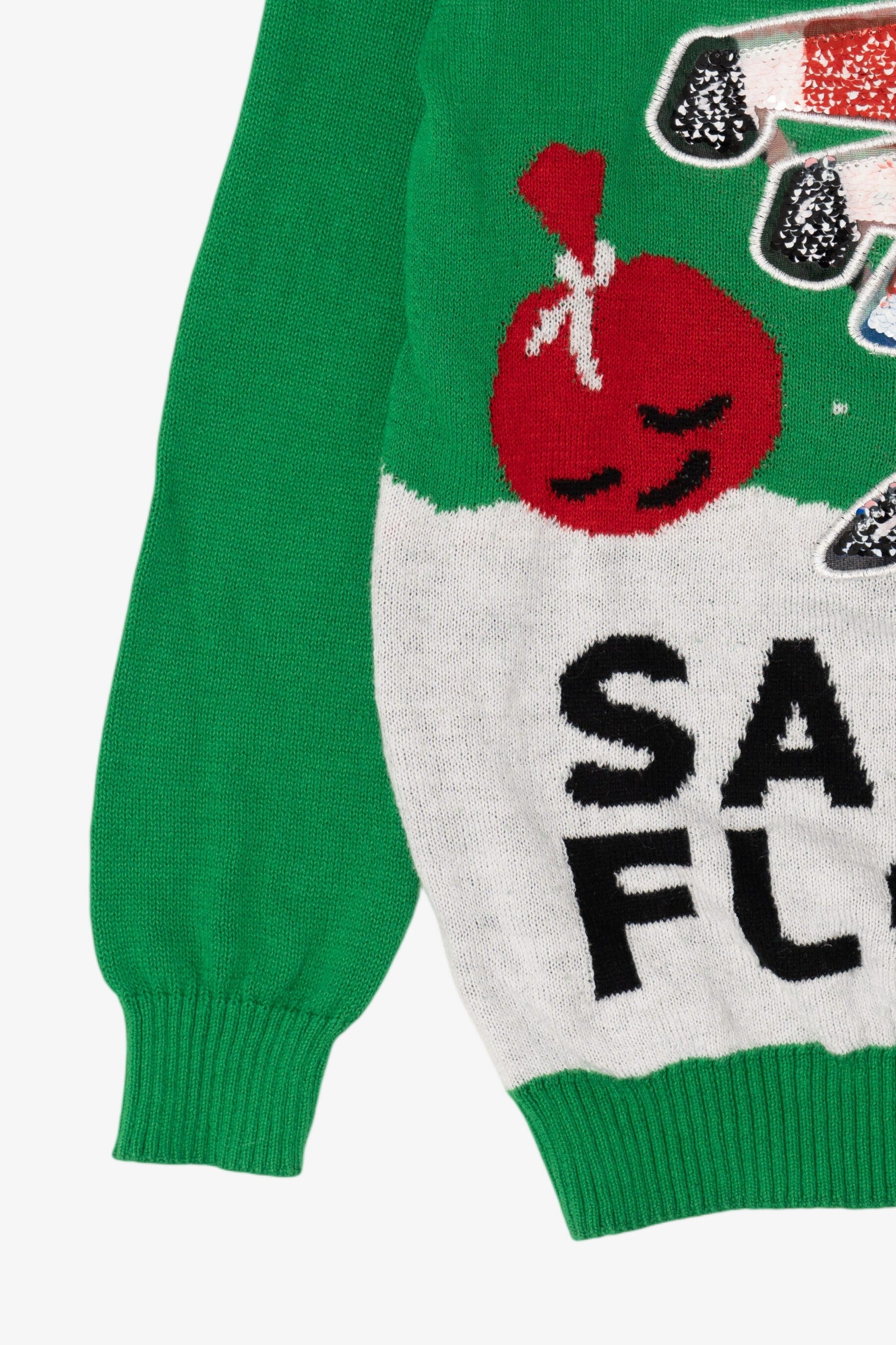 Kids Green "Santa Floss" Ugly Christmas Pullover (2010s)