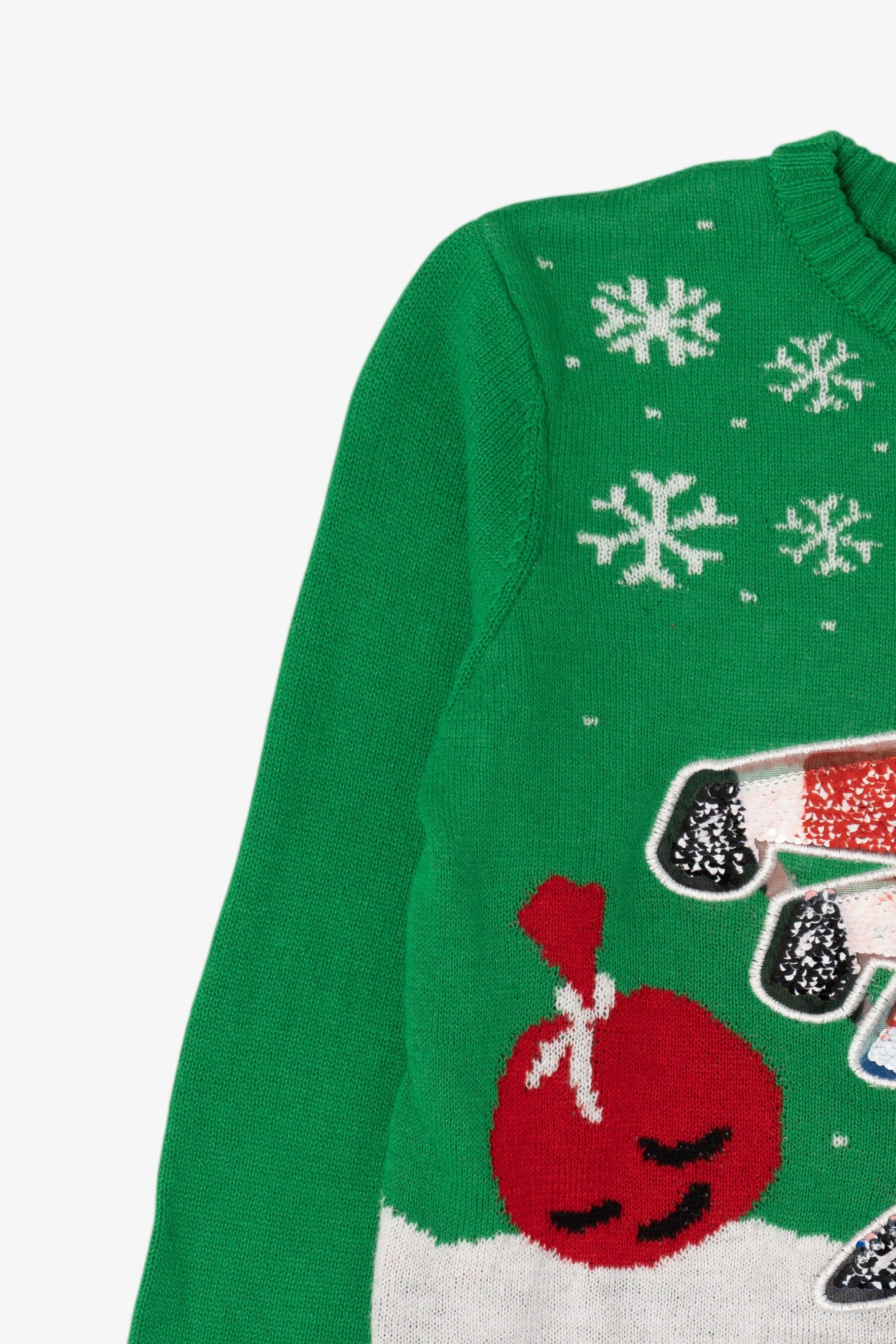 Kids Green "Santa Floss" Ugly Christmas Pullover (2010s)