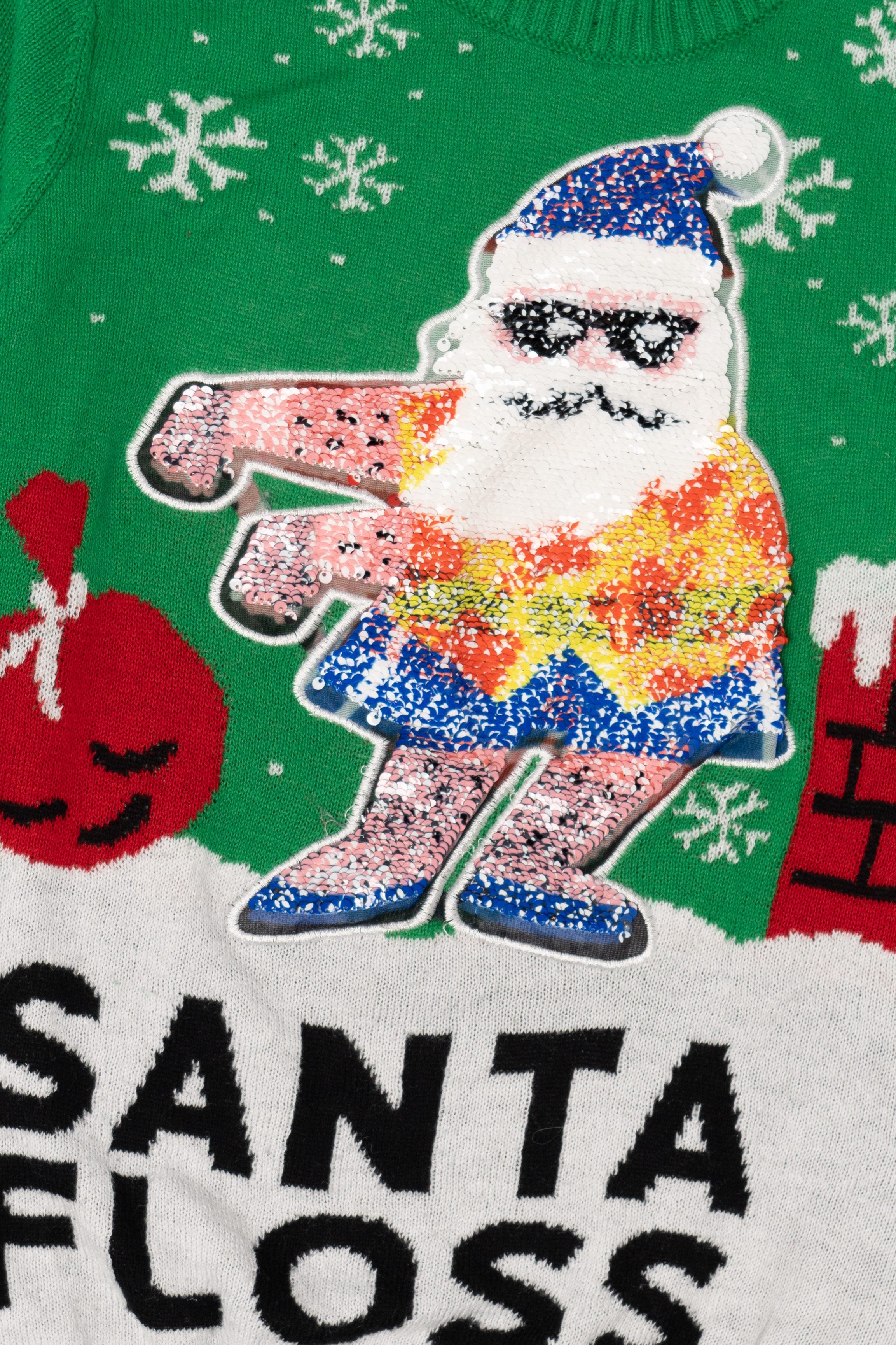 Kids Green "Santa Floss" Ugly Christmas Pullover (2010s)