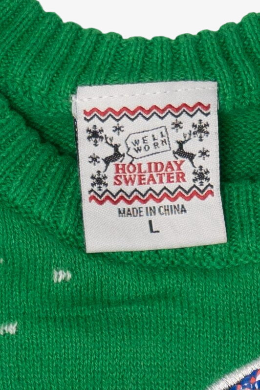 Kids Green "Santa Floss" Ugly Christmas Pullover (2010s)