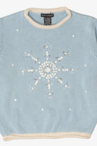 Kids Vintage Baby Blue Lydia Jane Snowflakes Ugly Christmas Pullover (1990s)