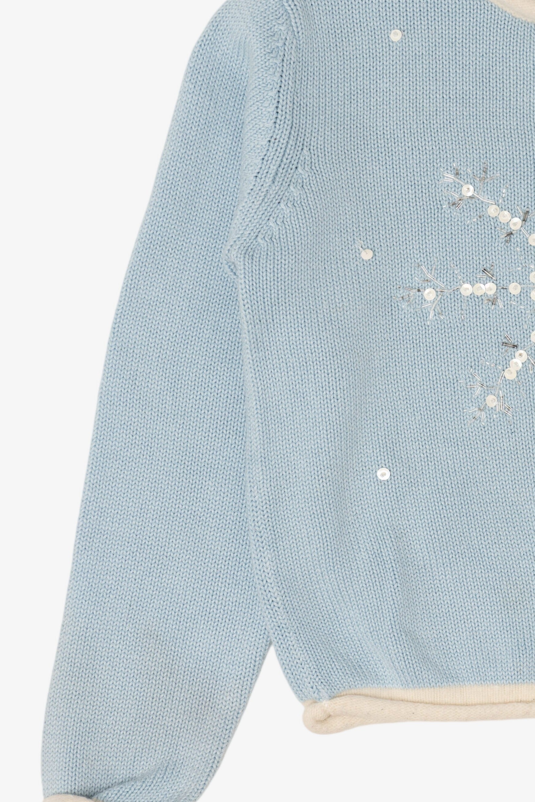 Kids Vintage Baby Blue Lydia Jane Snowflakes Ugly Christmas Pullover (1990s)
