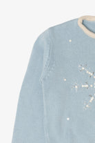 Kids Vintage Baby Blue Lydia Jane Snowflakes Ugly Christmas Pullover (1990s)