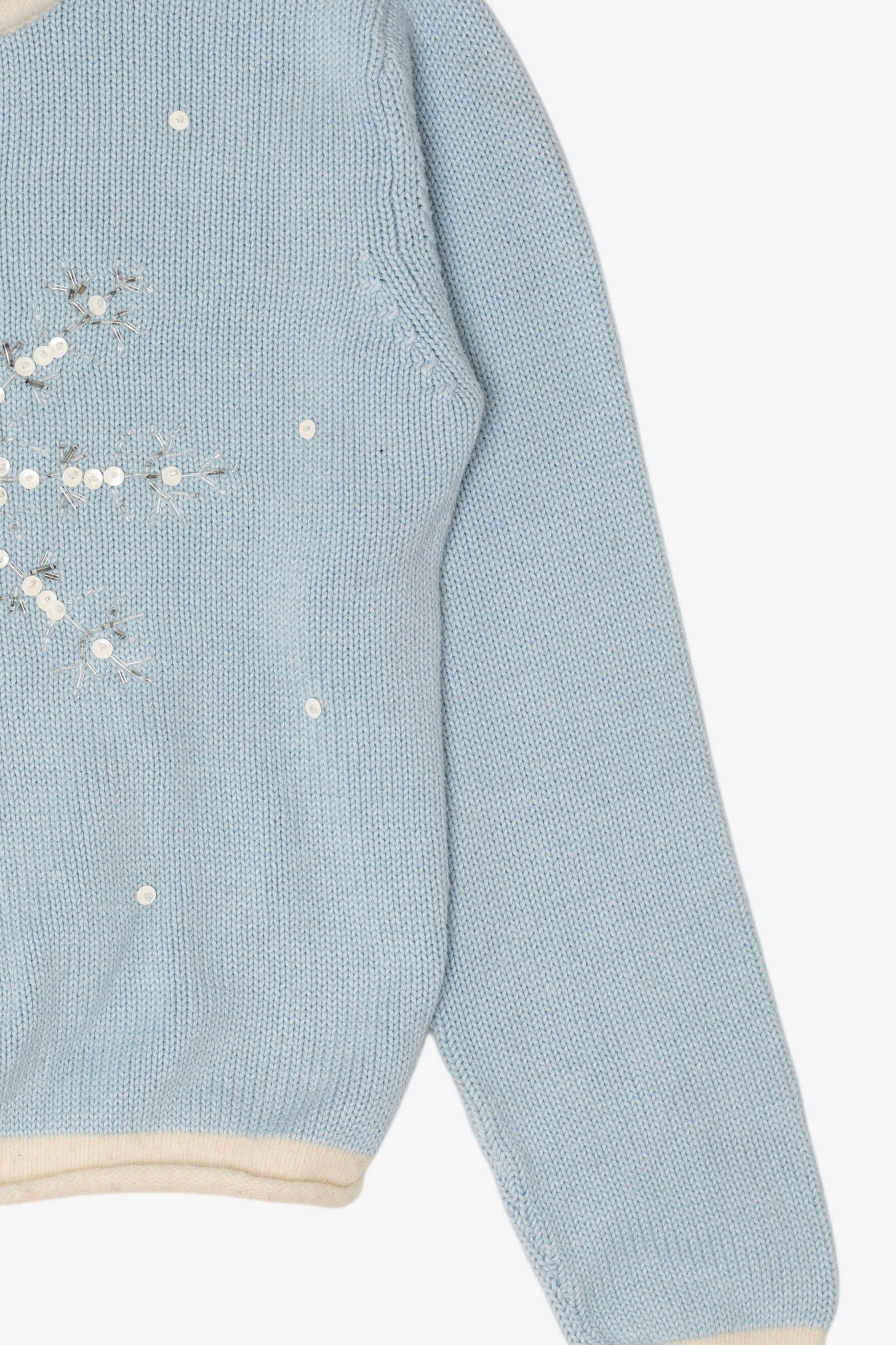 Kids Vintage Baby Blue Lydia Jane Snowflakes Ugly Christmas Pullover (1990s)