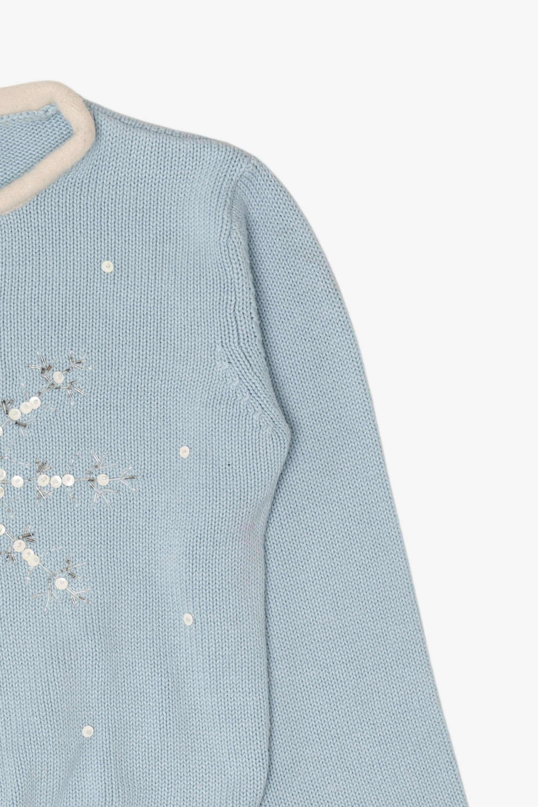 Kids Vintage Baby Blue Lydia Jane Snowflakes Ugly Christmas Pullover (1990s)