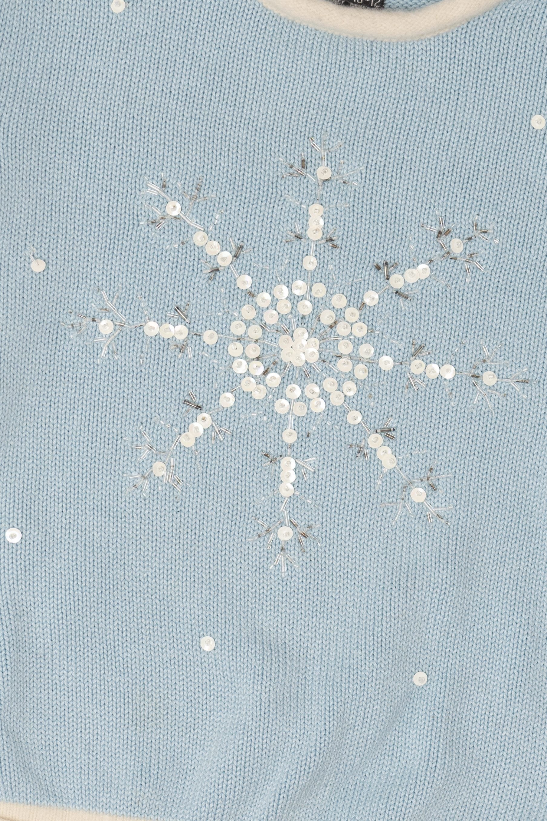 Kids Vintage Baby Blue Lydia Jane Snowflakes Ugly Christmas Pullover (1990s)