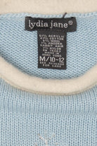 Kids Vintage Baby Blue Lydia Jane Snowflakes Ugly Christmas Pullover (1990s)