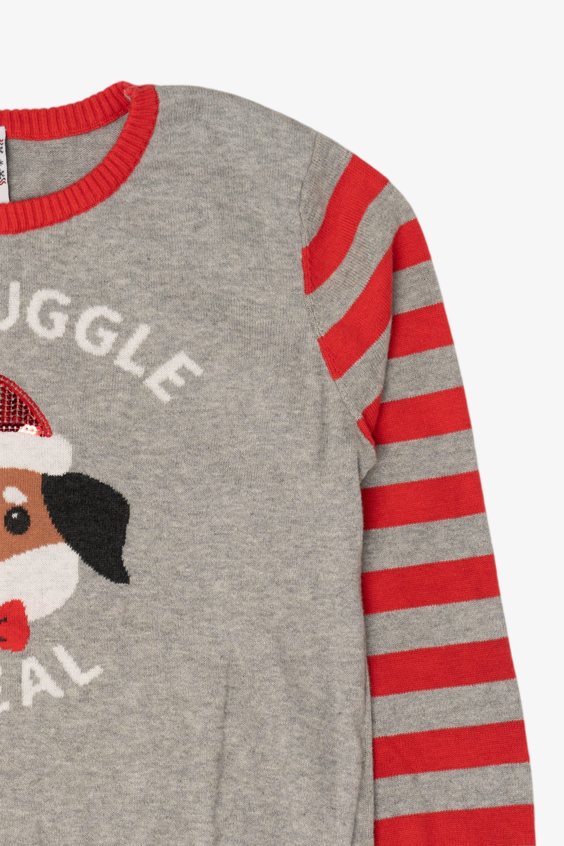 Kids Gray "The Snuggle Is Real" Dogs Ugly Christmas Pullover (2010s)