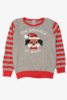 Kids Gray "The Snuggle Is Real" Dogs Ugly Christmas Pullover (2010s)