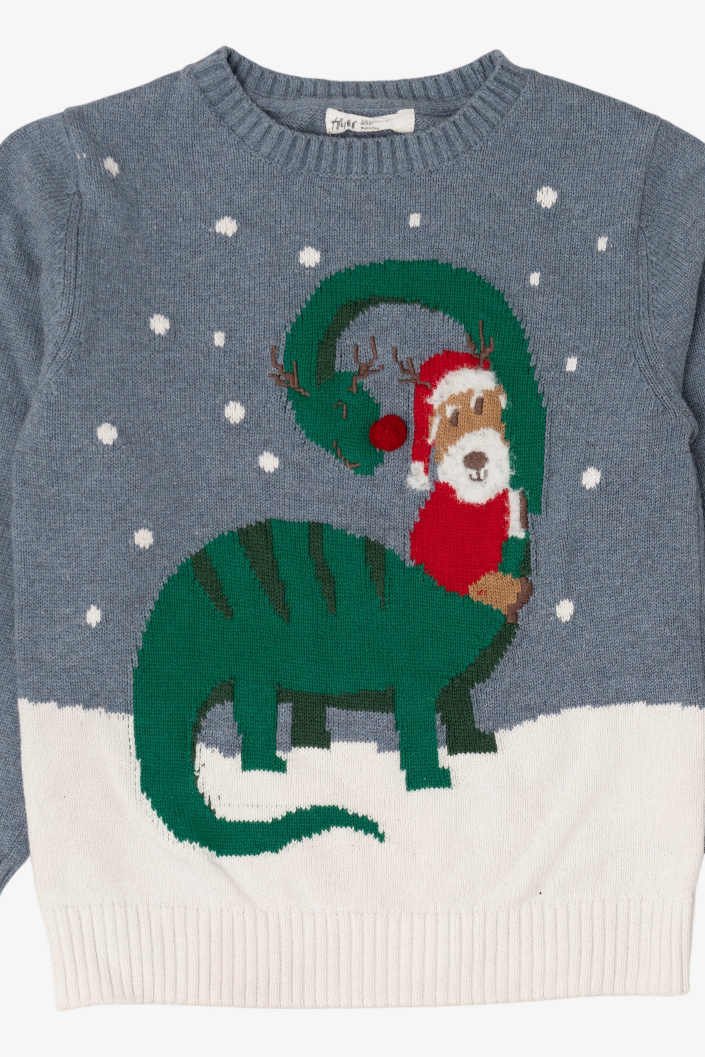 Blue H&M Santa And Dinosaur Ugly Christmas Pullover (2010s)