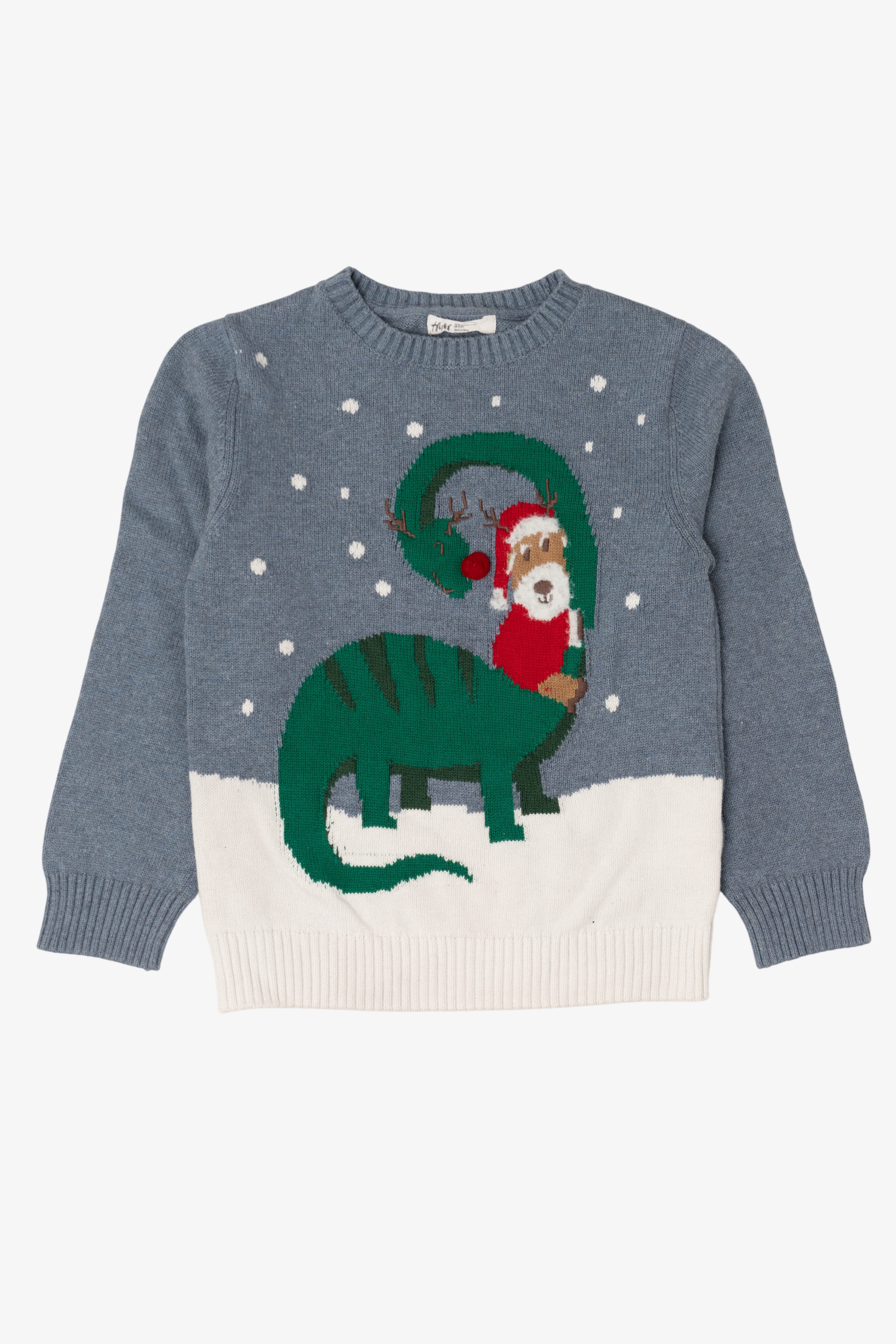 Blue H&M Santa And Dinosaur Ugly Christmas Pullover (2010s)