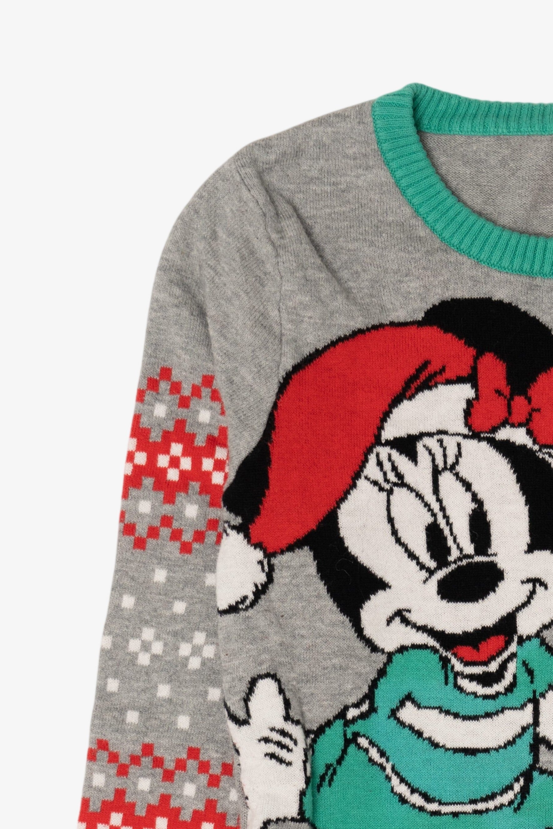 Kids Gray Disney Mickey And Minnie Mouse Ugly Christmas Pullover (2010s)